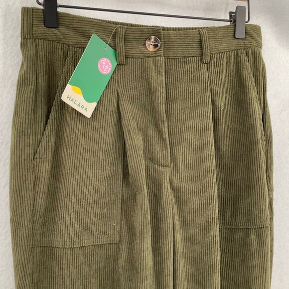 NWT Halara Green Mid Rise Button Zipper Pockets Corduroy Casual Joggers Sz Small - Picture 7 of 9